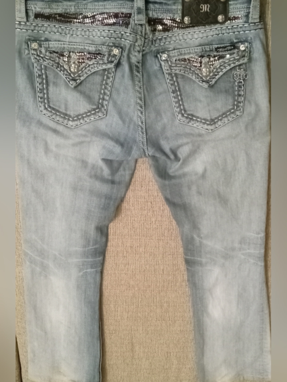 Miss Me Distressed Light Blue Denim Jeans Waist 31 Made For Buckle